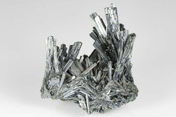 Metallic Stibnite Crystal Spray - Xikuangshan Mine, China #175924